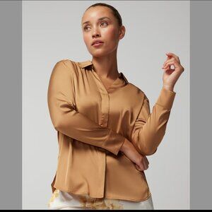 NWT Soma Satin Long-Sleeve Collar Top